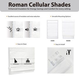 DEZ FURNISHINGS Cordless Blackout Roman Cellular Shade, 24"W x 72"H, Navy