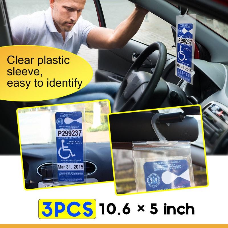 LotFancy Handicap Placard Holder for Auto, Pack of 3, Disabled