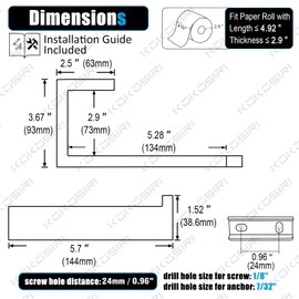 KOKOSIRI Black Toilet Paper Holder for Bathroom Tissue Paper Dispenser Toilet Roll Holder Hold Mega Rolls Wall Mounted Stainless Steel B2009BK