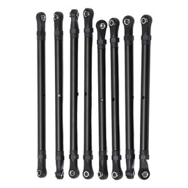RC Link Rod, 8pcs Aluminum Alloy RC Linkage Rod End Kit Upgrade Parts for Scx10 313mm 1/10 Wheelbase Chassis (Black)