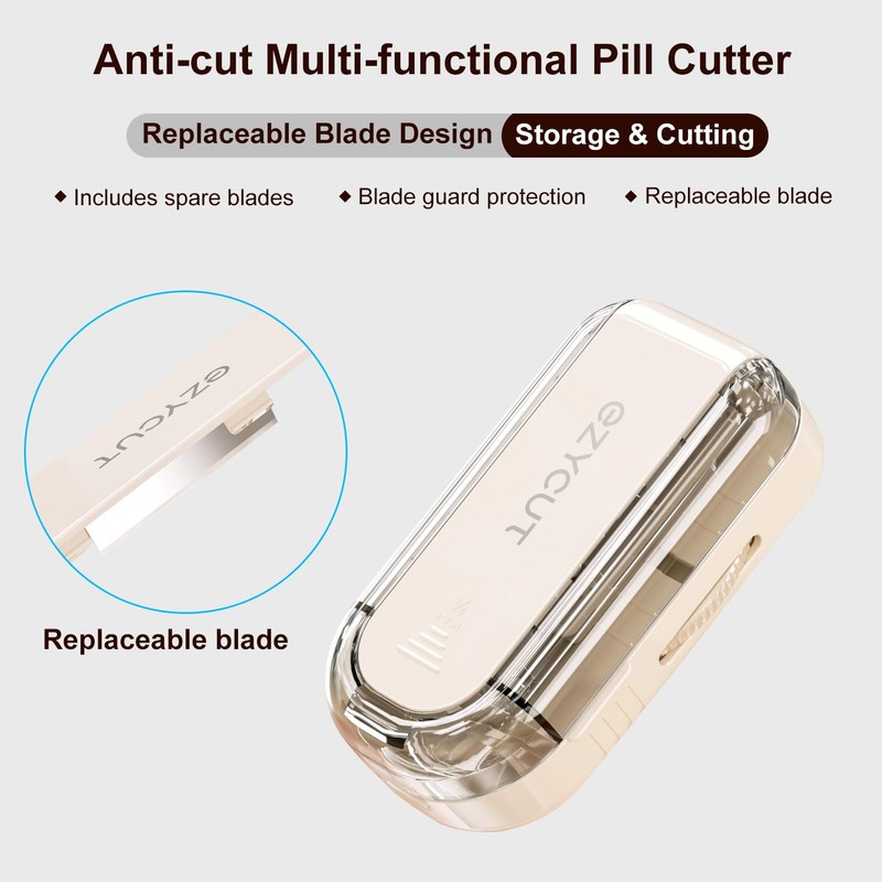 Pill Cutter,Multi-Tablet Cutter with Replaceable Blades & Safety Guard –