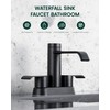 Matte Black Bathroom Sink Faucet - HEISOK 4 Inch Waterfall