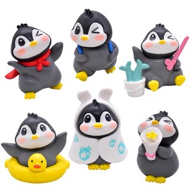 SFODTN Mini Figures Set, Penguins Ornaments, PVC Model Decoration, Cute Penguins Ornaments, Desktop Decoration, Kids or Adult Birthday Gifts Cute Figures Gift