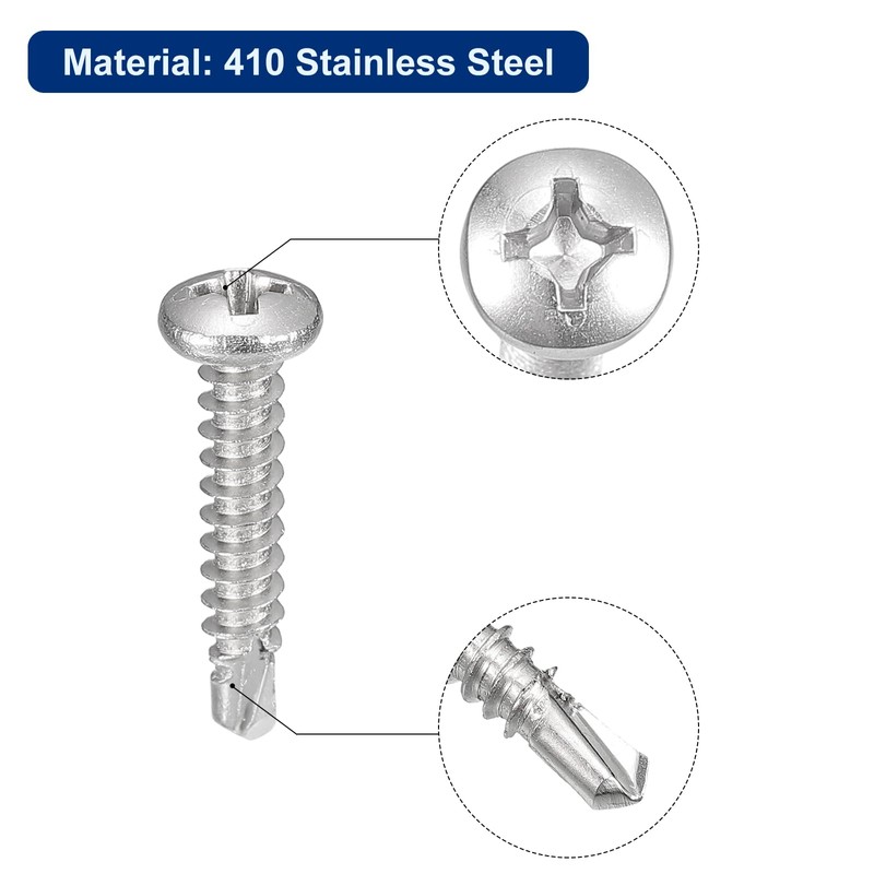 sourcing map #6-3/4" Self Drilling Screws, 120pcs 410 Stainless Steel