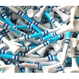 TRUESTRIKE Bamboo Golf Tees - 100 Tees - Premium Wood - Natural (Navy/Blue)