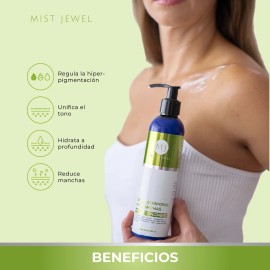 MIST JEWEL Crema Corporal Desmanchante e Hidratante Perfect Pigment con Ácido Tranexámico y Mulberry | Desvanece Manchas, unifica el tono y Aclara la Piel, ideal para zonas intimas, axilas codos 250ml