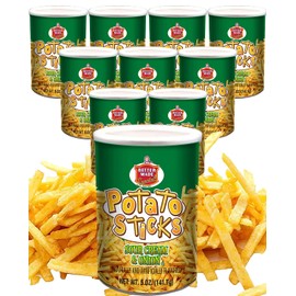 Better Made Potato Sticks 5oz Canister- (Sour Cream & Onion, 12 Can Tray) - Shoestring Potato Sticks - Gluten Free - Crunchy, Crispy Snack from Fresh Potatoes - Resealable Lid