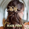 JEWEKY Bridal Hair Pins Gold Rhinestone Pearl Hair Piece Babys