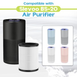 Elnuliros BS-20 Replacement Filter Compatible with Slevoo BS-20 Air Puri-fier, 3 Stage Performance Filter with H13 True HEPA layer, Activated Carbon layer and Pre-filter, 2 Pack