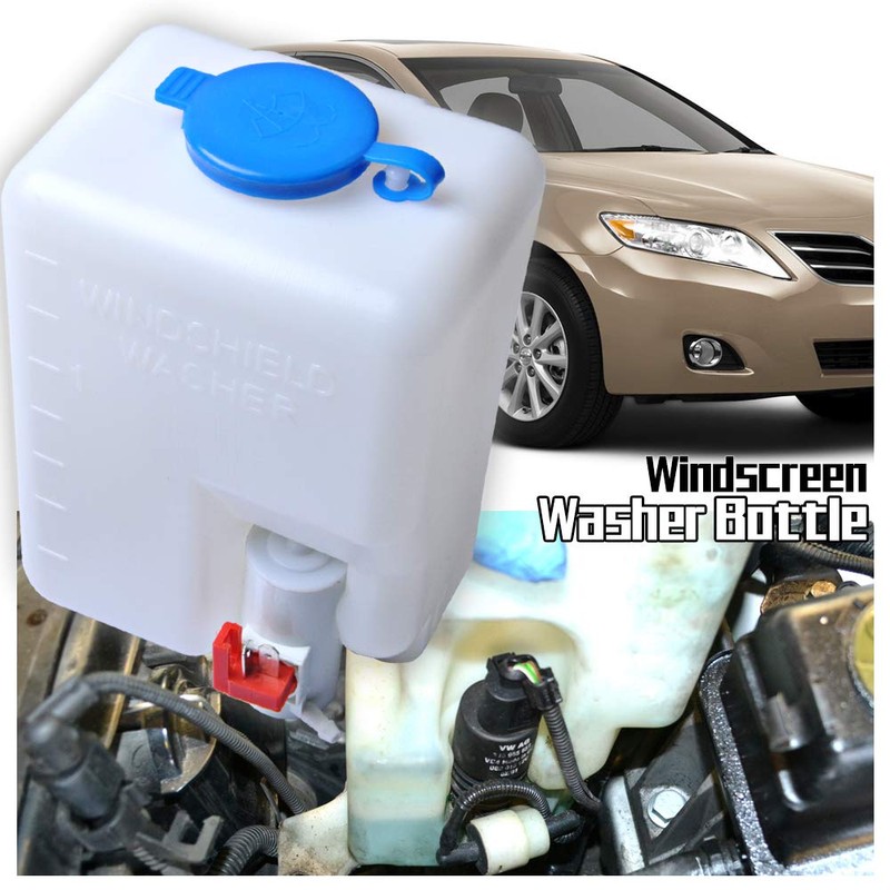 OTUAYAUTO Universal Windshield Washer Bottle, 12V Washer Pump Fluid Reservoir