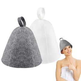 2 Pcs Sauna Hat, Vaporarium Hats, Steam Bath Hat Room Accessories Felt Heat Dry Headrest, Protect Your Head and Hair from The Heat and Discomfort, Simple Natural Stylish Appearance (White, Grey)