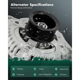 SCITOO Alternator Fit for Honda for Crosstour 2012 2013 2014 2015 L4 2.4L - 12V 120Amp CW 7-Groove Pulley, Replace OE 11768 31100-5J0-A01, 104210-1490, 42022, 2101205, 2100801 104210-1490 CSJ49