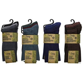 Soxy Mens Bamboo Socks - 12 Pairs - Super Soft Non Elastic Anti Bacterial Socks - Dark Assorted Colours - UK Size 6-11