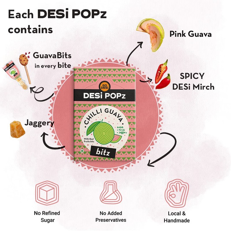 GO DESi Fruit Snacks | 40 Pieces | Chilli Guava