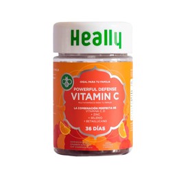 Multivitamínico Powerful Defense, Gomitas, Para un Boost de Vitamina C, Sabor Mandarina y Naranja, Vitaminas C, D y E, 100% Natural, Sin Azúcar y Gluten, Heally