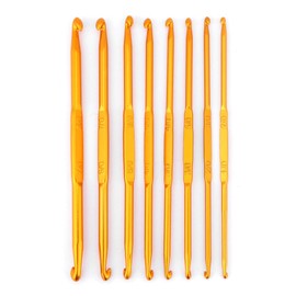 8Pcs Golden Alumina Double, Tunisian Crochet Hooks Set Double Ended Crochet Hooks End Crochet Hook Knitting Needle Set Weave Craft