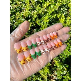 Safari - Premium Handcrafted Animal Print Press-on Nails, Multicolor, Short Press-on Nails, Short Ballerina Press-on Nails, Long Stiletto Press-on Nails, Long Press-on Nails (20 Piece Set, Application Kit Included) (Short Ballerina)