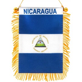 Anley 4 X 6 Inch Nicaragua Fringy Window Hanging Flag Car Rearview Mirror Décor