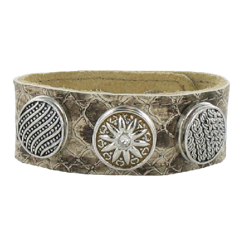 Quiges Women's Click Button 18 mm Chunk Silver-Plated Shell Fossil