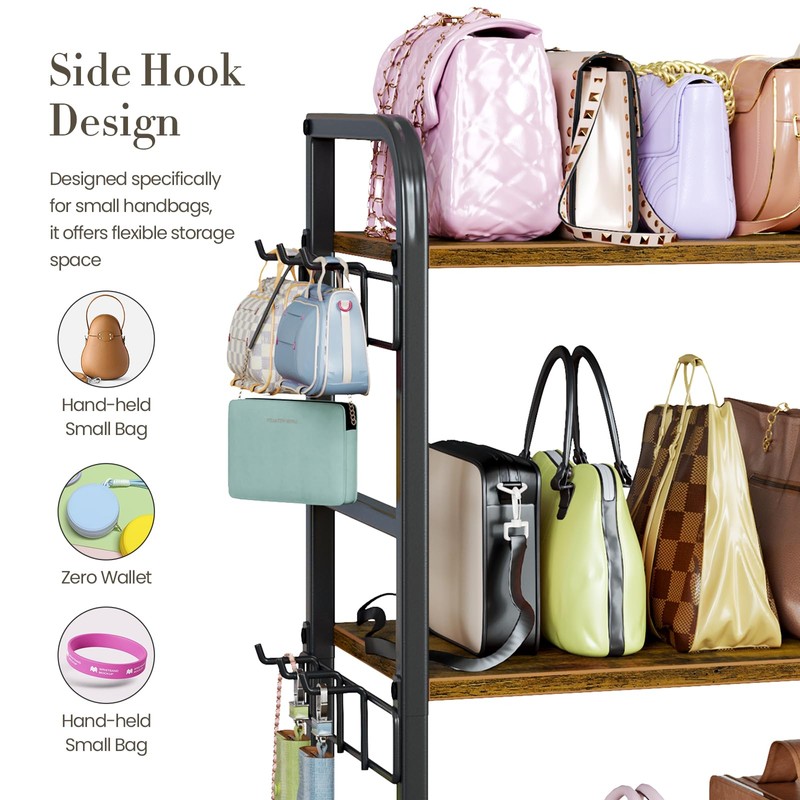 Purse Organizer for Closet, with Bottom Drawer, Extra Large Capacity