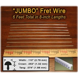 Fret Wire for Electric Guitar and Bass - Jumbo Size (Extra Wide and High Crown) - Six Feet