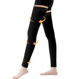 CACASO Compression Stockings for Women & Men, Thigh High Footless Compression Socks, Compression Stockings with Silicone Band,Compression Socks for Women and Men (Black, Medium)