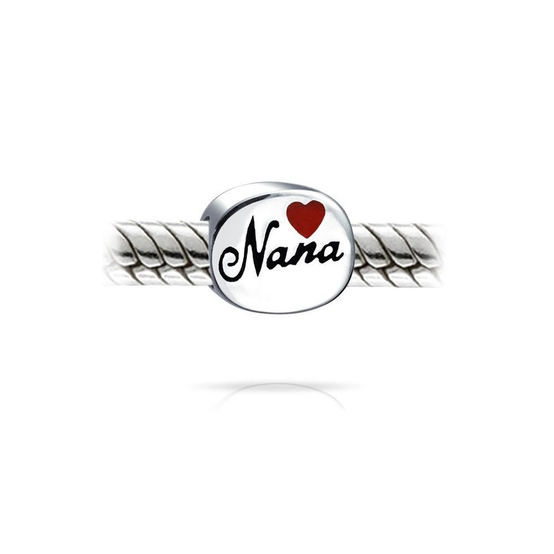 Nana Grandma Family Oval Red Heart I Love Nana Charm