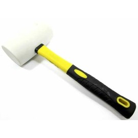 Unibos | White Rubber Mallet (32oz) | Professional | Fibreglass Shaft | Non Marking | Quality Ergonomic Handle | for Paving Slabs, Bricklaying, Securing Tent Pegs