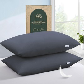 LYMA Bedding Pillow Cases 2 Pack, Ultra Soft Breathable Housewife Cover, OEKO-TEX Certified, Nanoplush Double Brushed Quick Dry Pillowcases, Envelope Closure Wrinkle Fade Resistant 50x75CM, Dark Grey