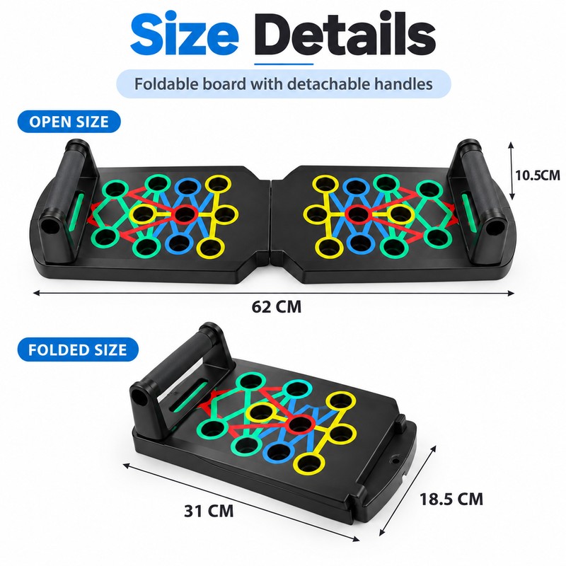 Foldable Push-Up Board Set for Strength Training – Handle System