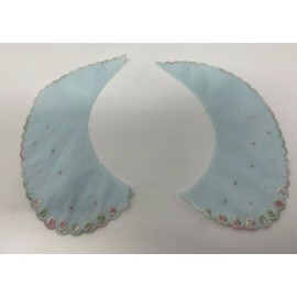 Unbranded New Vintage Child/Baby Peter Pan Embroidered Collar LIGHT BLUE W/FLOWERS