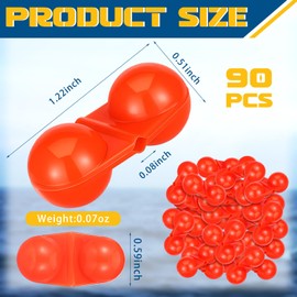 WinnerWhy 90 Pcs Catfish Rattle Bells, Fishing Double Rattle Beads Attractor Portable Plastic Fishing Beads Bells Tackle Accessories for Catfish Bass Pompano(Orange)