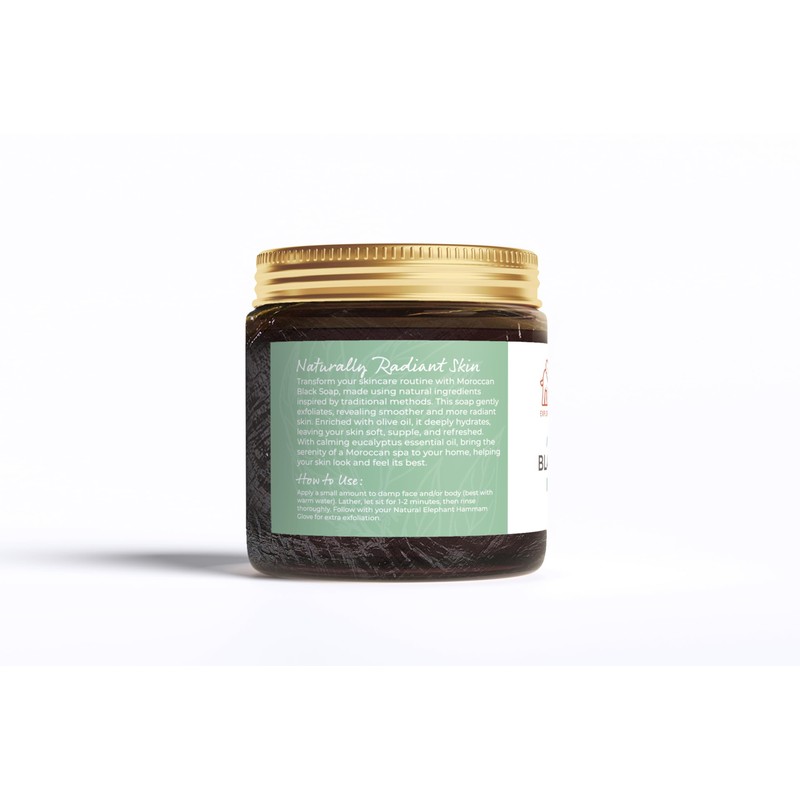 Natural Elephant Moroccan Black Soap With Eucalyptus Essential Oil 200g