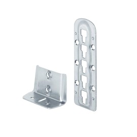 Gedotec Bed Connector, Retrofit Bed Fitting, Height-Adjustable for Centre Bar and Slatted Frame Support, Blue Galvanised Steel, Height: 140 mm, Pack of 1, Bed Angle Steel for Beds