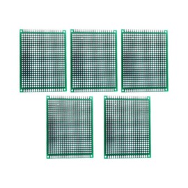 Elec4U 6x8 5-Piece Set Double-Sided Tin-Plated Universal Prototyping Board, Solderable Universal Print Circuit Board, Project Circuit Test Board 0.06" Thick 0.1" Pitch Green Rohs (6x8cm 5-Piece)