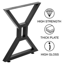 Happybuy 28 Inch Dining Table Legs, Metal Hollow X-Shaped, 2PCs, 440 Lbs Load Capacity, Anti-Rust Iron with Baking Varnish, Black for Coffee & Office Tables