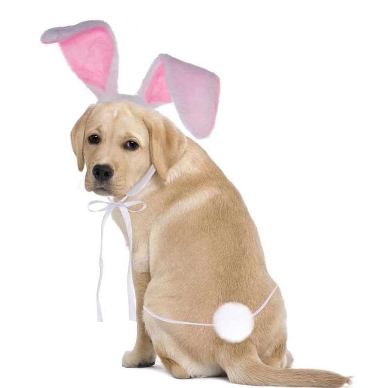 SUMERSHA 3Pcs Easter Dog Bunny Costume Set Pet Plush Rabbit
