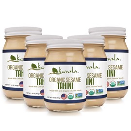 Kevala Organic Sesame Tahini - Vegan Spread, Kosher Butter Paste, Made with Premium Seeds, For Making Hummus, Keto Snacks, 16 oz, 5pack