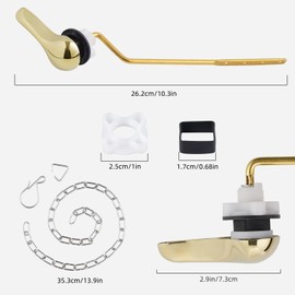 iFealClear 2 Pack Universal Polished Gold Toilet Handle Replacement Kit, Side/Angle Mount Metal Toilet Tank Flush Lever Replacement, Solid Brass Toilet Trip Lever Fits Most Toilets, Shinny Gold