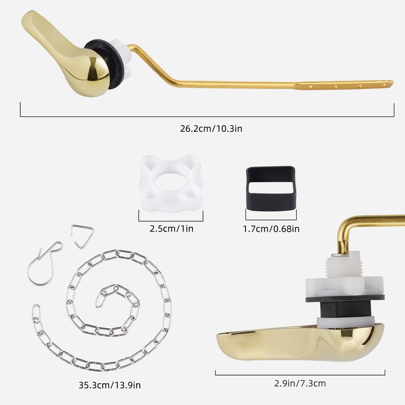 iFealClear 2 Pack Universal Polished Gold Toilet Handle Replacement Kit,