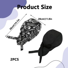 HANIUTTY Chef's Hat, Unisex Kitchen Hat, Cotton, Adjustable Chef's Hat, Bandana, Chef's Bandana for Catering, Pack of 2, 1