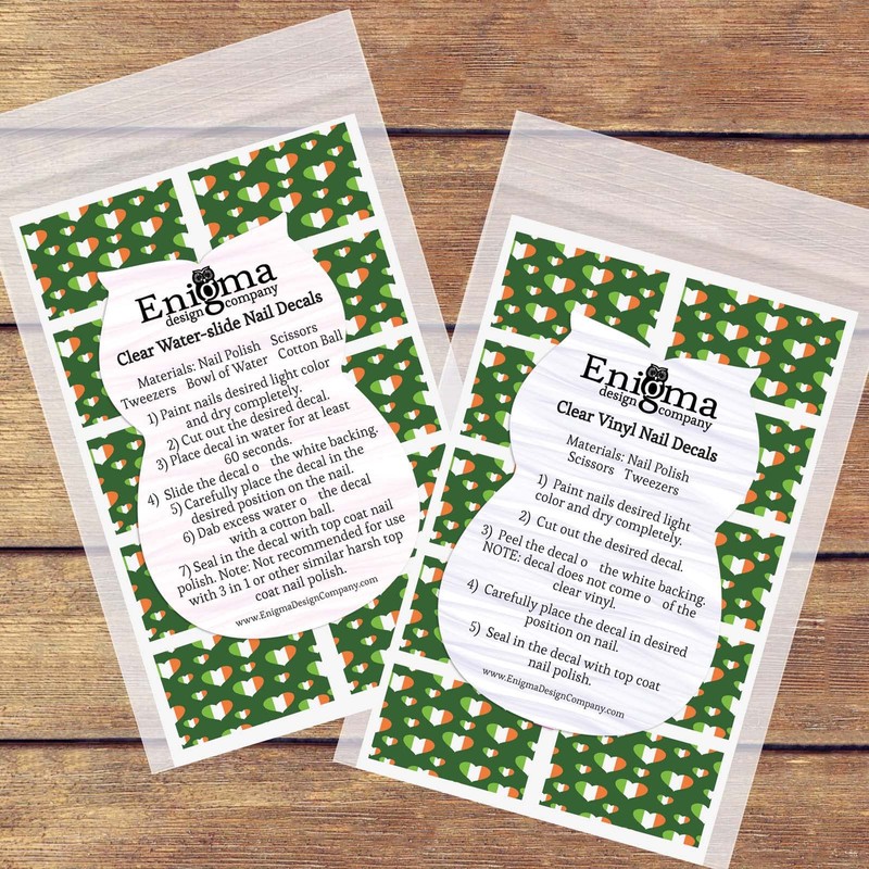 St Patrick's Day Irish Hearts Pattern Clear Water-Slide Nail Designs