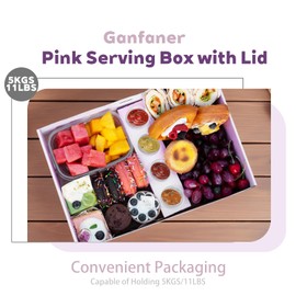 ganfaner 8PK Pink Pastry Box Cardboard Heavy Duty Serving, Outdoor Platter Serving Box w/Clear Lid for 5-8 People To Go, Stably Filled Disposable Catering Trays w/Lid for Food Take Out (15"x10"x3.5")