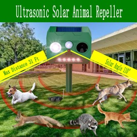 Solar Animal Repeller 2 Pack,Outdoor Solar Ultrasonic Animal Repeller, Ultrasonic Cat Repeller, Deer Repeller, Squirrel Repeller,Rabbit Repeller, Raccoon Repeller,Bird Repeller for Garden Farms
