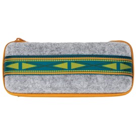 Chums Upcycled Felt Case for Sunglasses & Eyeglasses - Portable, Water-Resistant Holder & Scratch Free Lens Protection w/Zipper - Grey/Orange