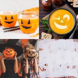 18 Pieces Halloween Stencils 5.3 x 5.3 Inch, Assorted Pumpkin Stencils for Carving Halloween Pumpkin Smiley Face Drawing Templates Stencils for Painting on Wood Wall
