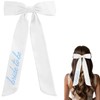 Aunthvra Wedding Hair Bow Blue Embroidery Bridal Satin Ribbon Hair