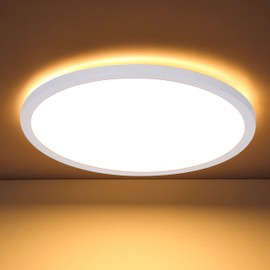 INNOVATE LED Ceiling Light Dimmable with Backlight - IP44 Dimmable Ceiling Light Flat - Panel for Bathroom, Living Room, Bedroom, Balcony, Kitchen, LED Lamp White, 18 W Diameter 30 cm
