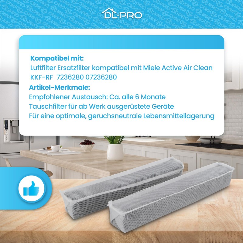 DL-pro Air Filter with Activated Carbon, Compatible with Miele 7236280,