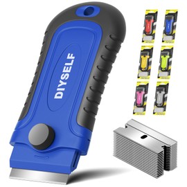 DIYSELF 1 Pack Razor Blade Scraper, Glass Scraper with Extra 15 Blades, Professional Razor Scraper for Glass Stove Top, Window, Cooktop Cleaning, Precision Scraper Tool for Kitchen